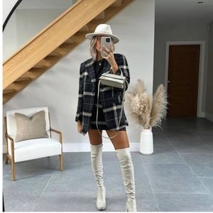 Plaid Blazer Jacket H&M Wool Blend Oversized New